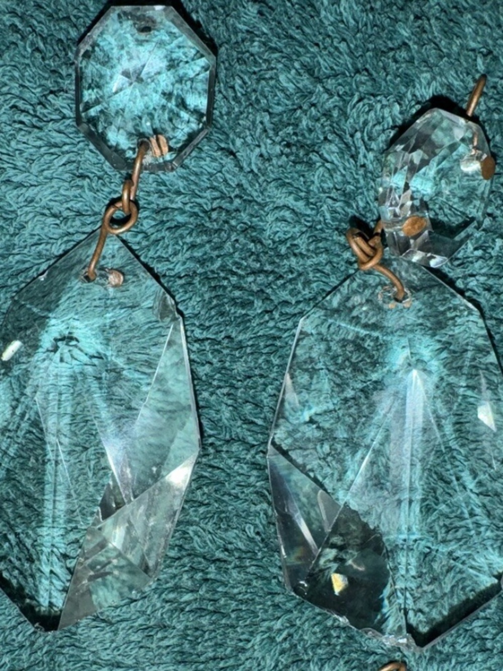 12 Antique Heavy Lead Crystal 1-7/8“Chandelier Prisms, Buttons, Rare Matching - Picture 2 of 5